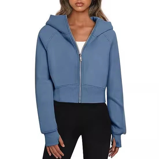 Angels Sleek Cropped Zip Hoodie