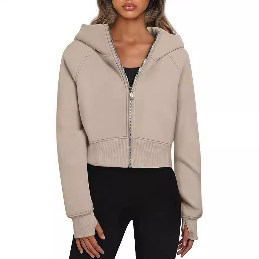 Angels Sleek Cropped Zip Hoodie