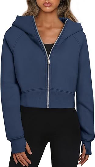 Angels Sleek Cropped Zip Hoodie