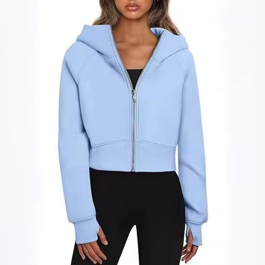 Angels Sleek Cropped Zip Hoodie