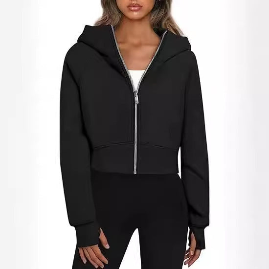 Angels Sleek Cropped Zip Hoodie
