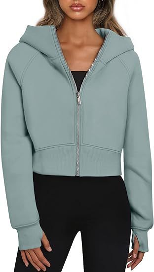 Angels Sleek Cropped Zip Hoodie