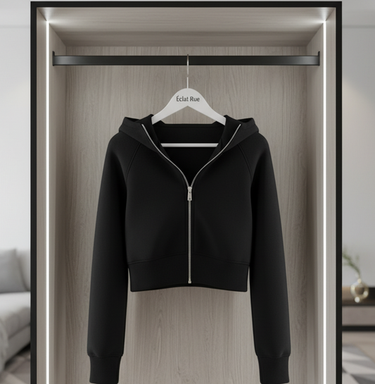 Angels Sleek Cropped Zip Hoodie