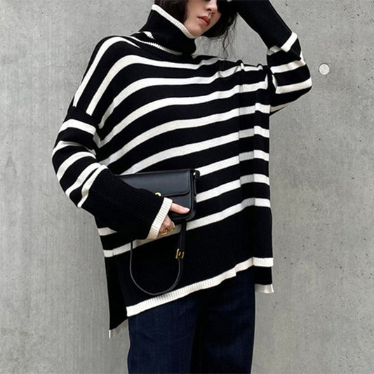 Elevated Horizon Striped Turtleneck